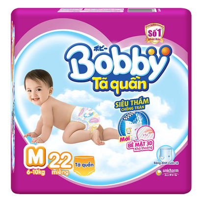 Tã quần Bobby size M 22 miếng dành cho trẻ từ 6 - 10kg